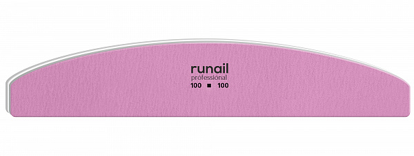 Пилка розовая полукруглая RuNail 100/100  (4686)