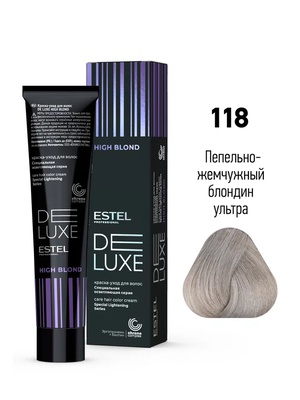 Estel Professional 118 Краска-уход ESTEL De Luxe High blond Пепельно-жемчужный блондин ультра
