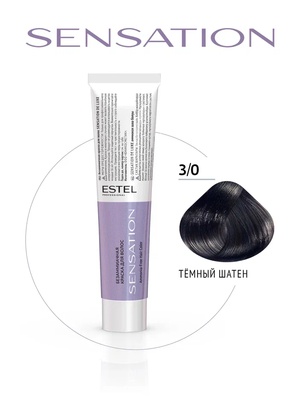 Estel Professional 3/0 Безаммиачная краска для волос SENSATION DE LUXE тёмный шатен, 60 мл