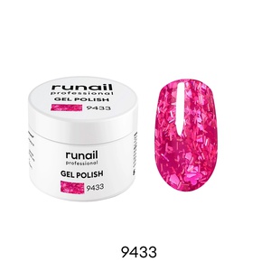RuNail Professional Гель-лак с фольгой и фигурными пайетками «Гортензия», 5 г №9433