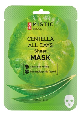 MISTIC MISTIC CENTELLA ALL DAYS Sheet mask Тканевая маска для лица с экстрактом цeнтеллы азиатской 24мл