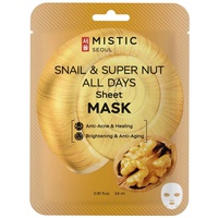 MISTIC MISTIC SNAIL & SUPER NUT ALL DAYS Тканевая маска д/лица с муцином улитки и экстрактом ореха 24м