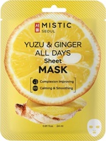 MISTIC MISTIC YUZU & GINGER ALL DAYS Sheet MASK Тканевая маска для лица с экстрактами имбиря и юдзу 24мл