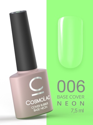 Cosmolac Неоновая камуфлирующая каучуковая база/Cover Rubber Base Neon №6: Ела лама лайм 7,5 мл Cosmolac