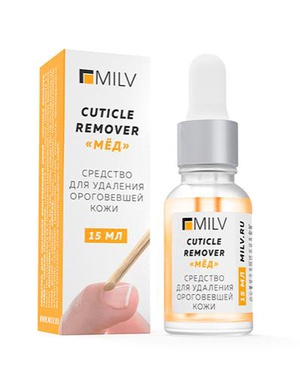 MILV Средство для удаления кутикулы «Cuticle Remover «Мёд» 15 мл MILV с пипеткой