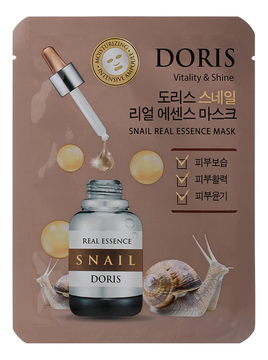 DORIS SNAIL REAL ESSENCE MASK Тканевая маска для лица с муцином улитки 25мл