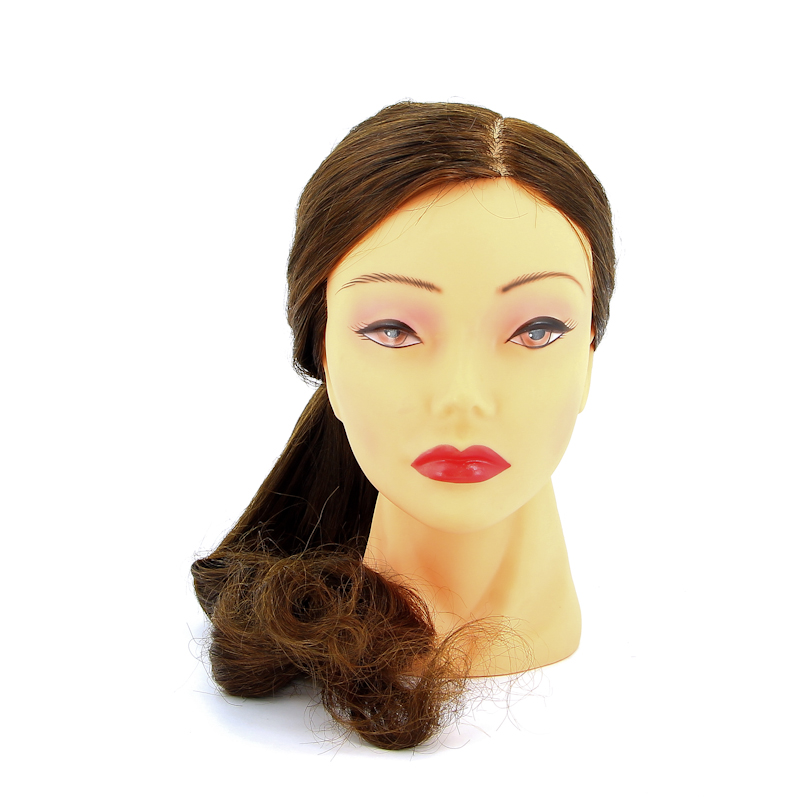 Голова-манекен учебная "шатенка" для парикмахеров, волосы 50-60 см, протеин DEWAL FI-2022XL-6