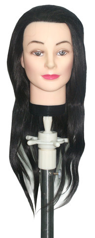 Голова-манекен учебная "брюнетка" для парикмахеров, натуральные волосы 45-50 см DEWAL M-4151L-401