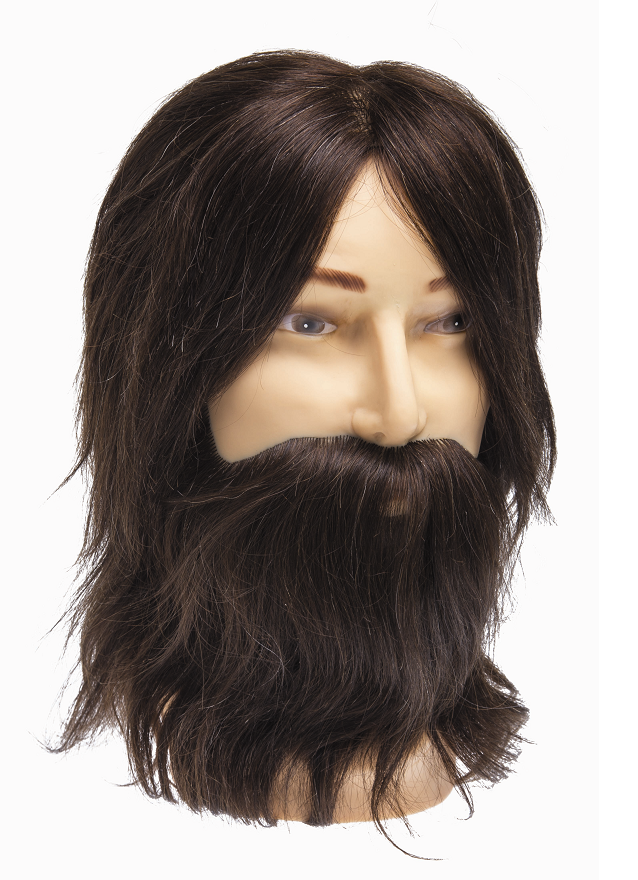 Голова-манекен учебная мужская "шатен", с усами и бородой 35 см DEWAL M-880BD-6