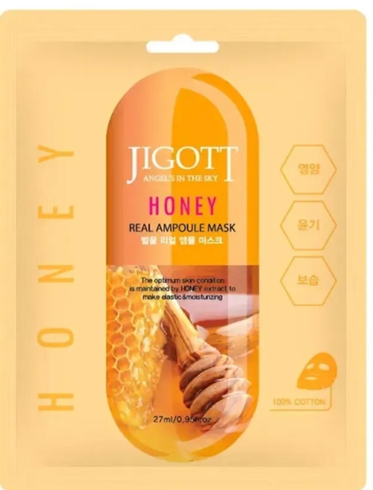 JIGOTT HONEY REAL AMPOULE MASK Тканевая маска для лица с мёдом 27мл