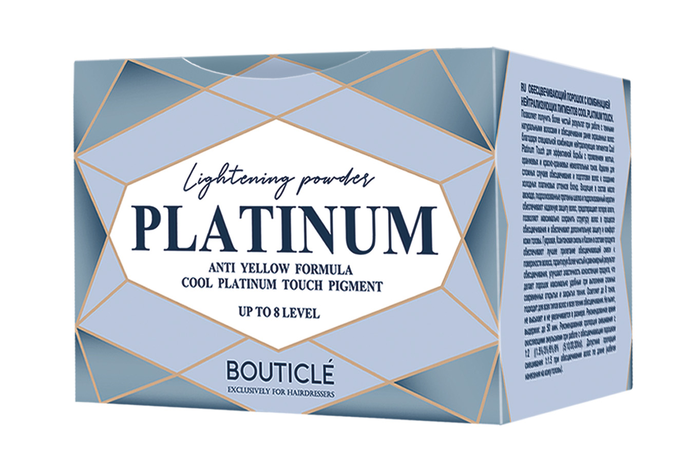 Обесцвечивающий порошок с комбинацией нейтрализующих пигментов COOL PLATINUM TOUCH 500 гр BOUTICLE