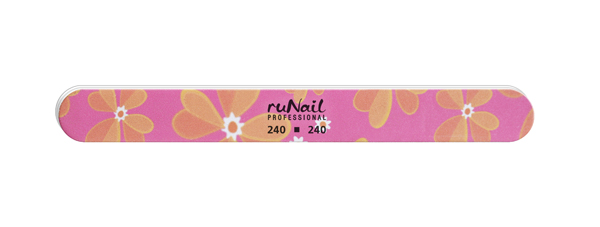 Пилка для натуральных ногтей цветная закругленная RuNail 240/240    (0207)
