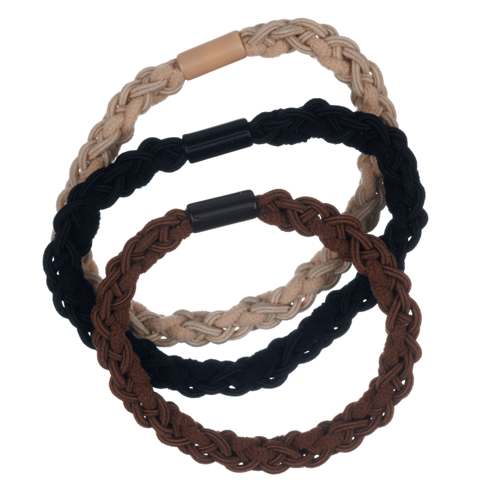 Резинки для волос, бежевый/коричневый/черный 3 шт/уп DEWAL RE046