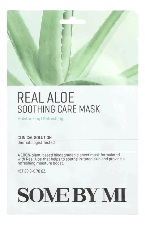 SOME BY MI REAL ALOE SOOTHING CARE MASK Успокаивающая тканевая маска для лица с экстрактом алоэ 20г